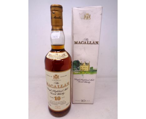 A bottle of 1990's The Macallan Single Highland Malt Scotch Whisky, 10 years old, 70cl (boxed, box as found)