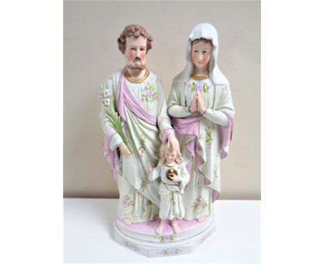 A bisque porcelain religious figure group