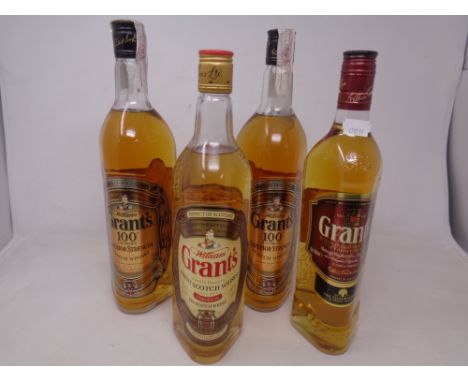 Four Bottles of Grant's Whisky including two Grant's 100 US Proof Superior Strength Scotch Whisky (1 Litre) bottles, Grant's 