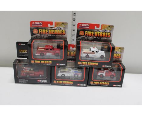 Five boxed Corgi Fire Heroes die-cast models 