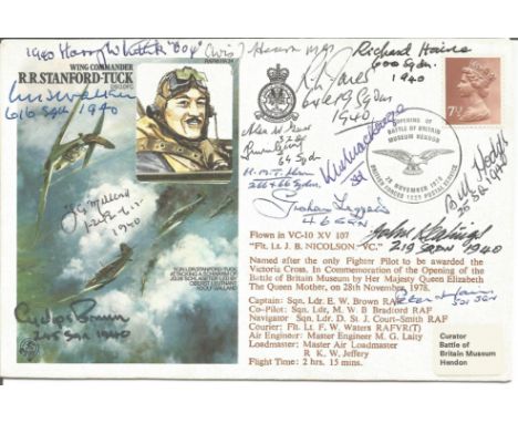 Battle of Britain pilots multiple signed RAF WW2 cover. Wing Commander R. R. Stanford-Tuck signed RAF cover commemorating the