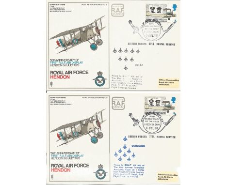 Red Arrows collection of four 1970 RAF Hendon covers flown by the Red Arrows each with Display formation on cachet. Concorde,