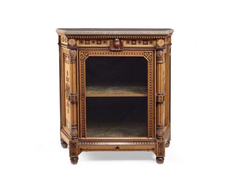 ATTRIBUTED TO CHARLES BEVAN (FL. 1865-82) CABINET, CIRCA 1875 oak, with inlaid marquetry decoration and carved elements, sing