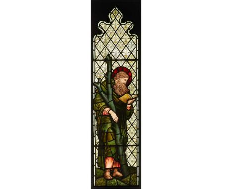 SIR EDWARD BURNE-JONES (1833-1898) FOR MORRIS & CO. 'ST. ANDREW' STAINED GLASS PANEL, 1909 stained, leaded and painted glassD