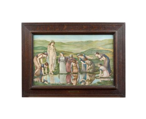 AFTER SIR EDWARD BURNE-JONES 'THE MIRROR OF VENUS' lithograph print, within oak frameDimensions:40cm x 63.5cm (frame 59cm x 8