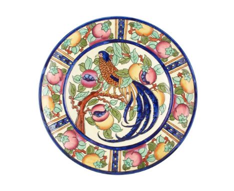 CHARLOTTE RHEAD (1885-1947) FOR BURGESS & LEIGH 'BURLEIGH WARE' TUBE-LINED CHARGER, CIRCA 1926 glazed and painted earthenware