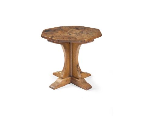 ROBERT ‘MOUSEMAN’ THOMPSON (1876-1955) OCCASIONAL TABLE, 1950's oak, with carved mouse signatureDimensions:53.3cm diameter, 4