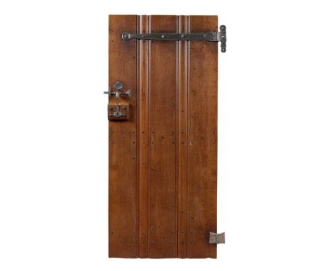 SIR EDWIN LUTYENS (1869-1944) DOOR FOR LITTLE THAKEHAM, 1902  oak, polished steel  Dimensions:91cm wide, 199cm high, 2.5cm de