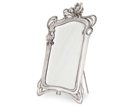 ARGENTOR, AUSTRIA JUGENDSTIL TABLE MIRROR, CIRCA 1900 silver plated metal, bevelled mirror plateDimensions:47cm high x 27cm w