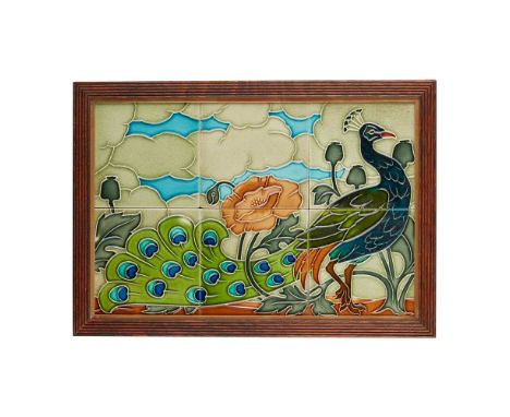 ATTRIBUTED TO PILKINGTON'S TILE & POTTERY CO. SIX-TILE PANEL, CIRCA 1900 tube-lined and glazed earthenwareDimensions:each til