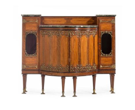 W.A.S. BENSON (1854-1924) FOR MORRIS & CO. DRAWING ROOM CABINET, CIRCA 1900 mahogany, satinwood, with verde antico marble, gi