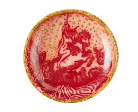 ATTRIBUTED TO LEWIS F. DAY (1845-1910) FOR MAW & CO., JACKFIELD BASIN, CIRCA 1890 lustre-glazed earthenware, painted 259/360,