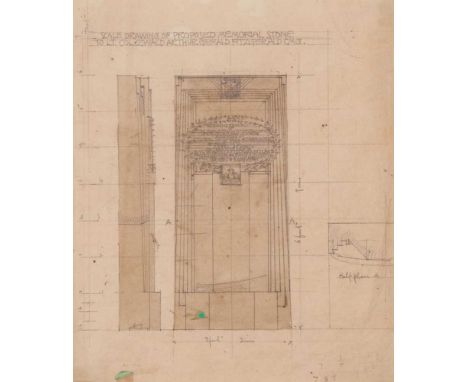 CHARLES RENNIE MACKINTOSH (1868-1928) 'SCALE DRAWING OF PROPOSED MEMORIAL STONE TO LT. COL. OSWALD ARTHUR GERALD FITZGERALD C