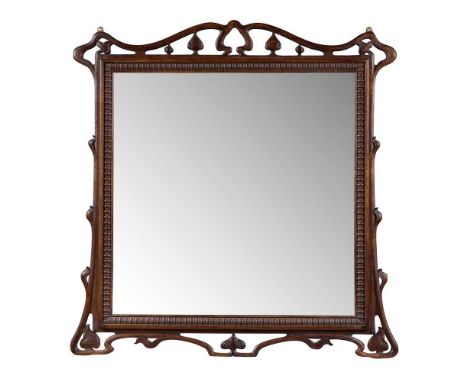 SCOTTISH  ART NOUVEAU WALL MIRROR, CIRCA 1900 carved oak, mirrored glass plateDimensions:104.5cm x 103cm