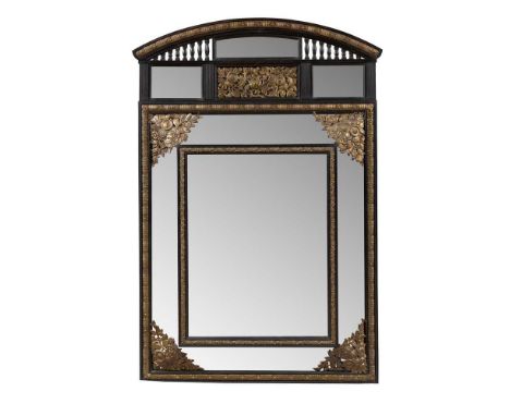 ATTRIBUTED TO BRUCE J. TALBERT (1838-1881) AESTHETIC MOVEMENT WALL MIRROR, CIRCA 1880 ebonised wood, pierced and embossed bra