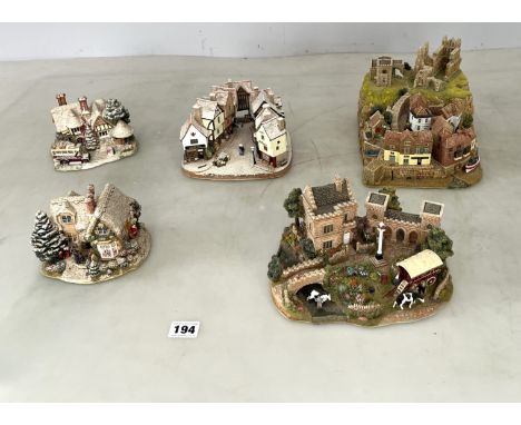 5 unboxed Lilliput Lane cottages - Whitby Harbour, Appleby Fair, Christmas Shopping, Yuletide Shambles, The First Noel