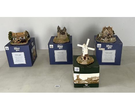 4 boxed Lilliput Lane cottages - Chiltern Mill, The George Inn, Castell Coch and Green Gables