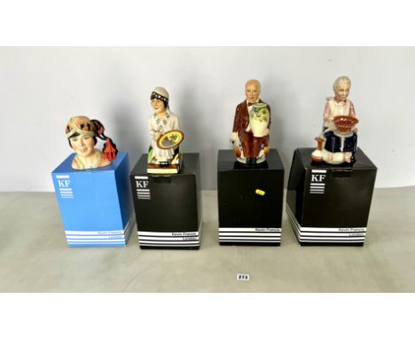 4 boxed Kevin Francis Limited Edition character jugs - Lucie Rie no. 43/200, William Moorcroft no. 83/350, Clarice Cliff no. 