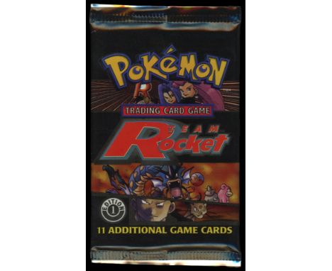 SGB report:This sealed 1st Edition booster pack weighs approximately 20.91g and features the distinctive Team Rocket trio art