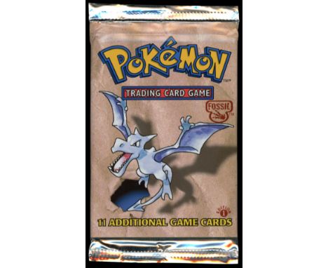 SGB report:This lot includes a heavy 1st Edition Fossil booster pack featuring the Aerodactyl artwork, originating from the p