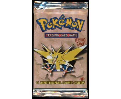 SGB report:&nbsp;This lot includes a heavy 1st Edition Fossil booster pack featuring the Zapdos artwork, originating from the