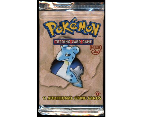 SGB report:&nbsp;This lot includes a heavy 1st Edition Fossil booster pack featuring the Lapras artwork, originating from the