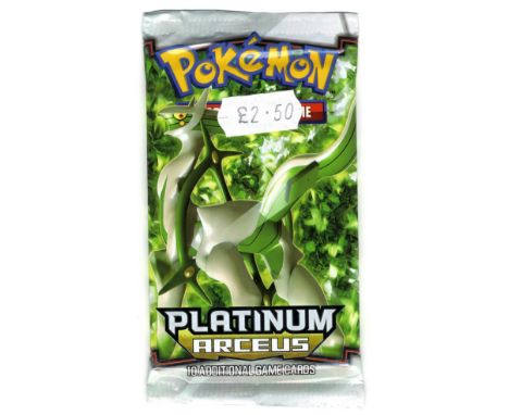 Factory sealed booster pack featuring the Grass-type Arceus artwork. This item comes from the vault of a former local games s