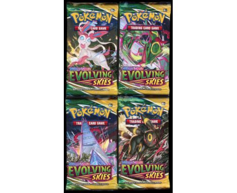Contains one of each booster pack art work for the Sword and Shield expansion, Evolving Skies.Evolving Skies is the expansion