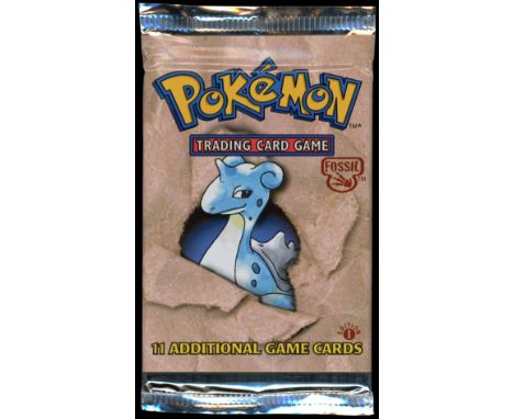 SGB report:&nbsp;This lot includes a heavy 1st Edition Fossil booster pack featuring the Lapras artwork, originating from the