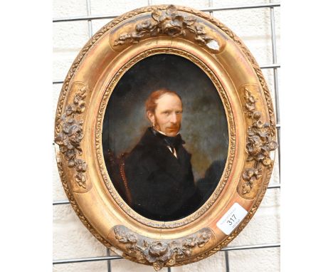 Victorian school - Portrait of a gentleman, oil on canvas, 21 x 16 cm a/f, inscribed verso 'A gift to Helena Aubin from John 