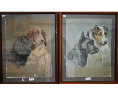 After Fannie Moody - Two lithographic prints of dogs, 43 x 33 cm (2) 