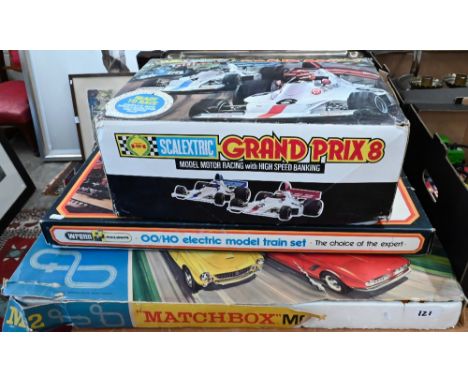 Scalextric Grand Prix 8 set (boxed), a boxed Wrenn Railways 00 gauge model train set and a boxed Matchbox 'Motorway' set to/w