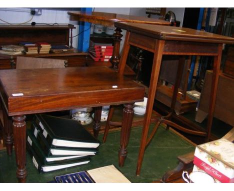 An Edwardian fold over games table, together with a converted commode 