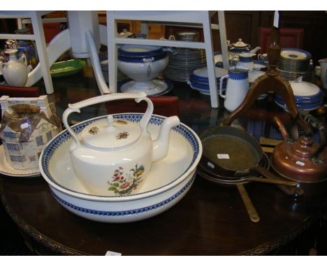 A Harrods 'Bell Inn' cheese bell, together with an assortment of metal and ceramic ware