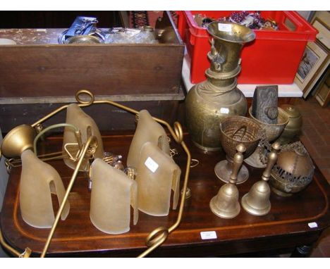 An oriental vase, unusual glass ceiling light 