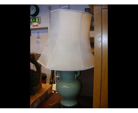 An antique style Celadon table lamp 