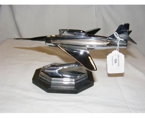 A retro chrome 'Fighter Jet' table lighter - the jet 24cm long 