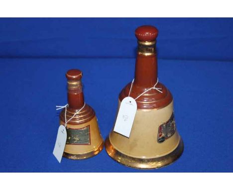 ASSORTED BELL'S CERAMIC BELL DECANTERS
including five beige & brown Wade ceramic decanters, three with full original seals. 