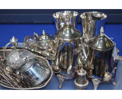 LOT OF VARIOUS SILVER PLATE
including a tea service, baskets, tray etc
