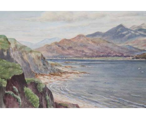 SMALL WATERCOLOUR SEASCAPE
by JJ WIlson; together with an oil painting of dogs and a limited edition print of the Kelvingrove