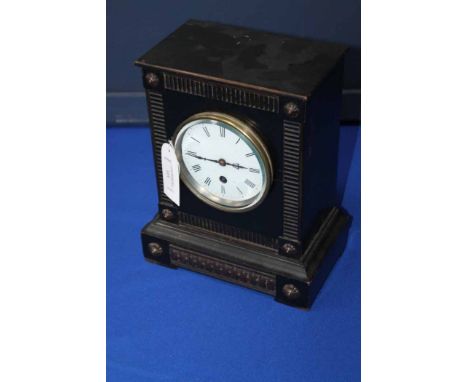 20TH CENTURY EBONISED MANTEL CLOCK
the circular dial with Roman numerals, single train movement, signed Japy Freres 26cm high