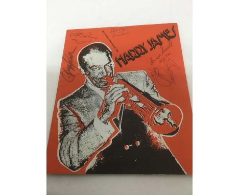Harry James souvenir brochure, with five autographs including Harry James on the front cover and Rita Graham signature inside