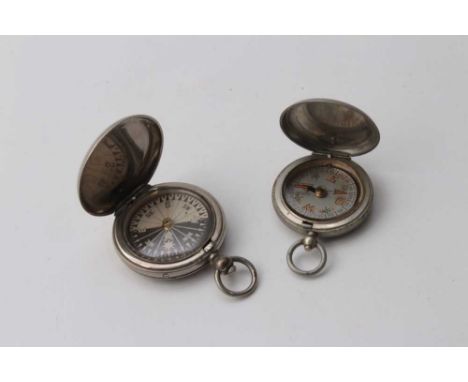 First World War British military Officers' pocket compass in steel case marked Dennison, Birmingham VI, 13654, 1917, together