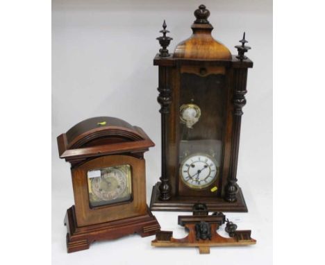 Early 20th century Vienna wall clock, together with an Art Nouveau style Wurttemberg inlaid mantel clock (2)