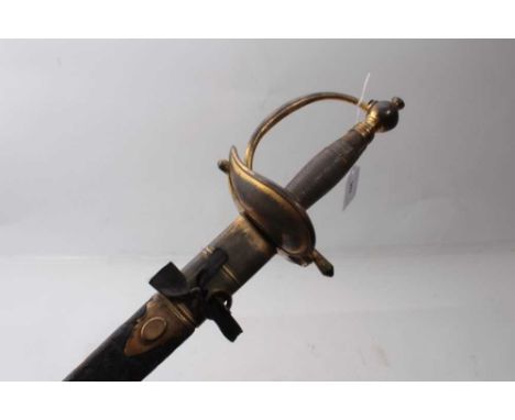 Scarce George III 1796 Pattern heavy cavalry officers' dress sword with gilt brass boat- shaped guard, broad double edged bla