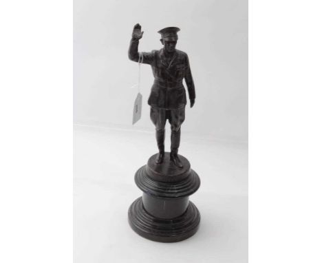 Post War Bronze figure of Adolf Hitler, standing in uniform, raised on marble plinth base, 32.5cm in height