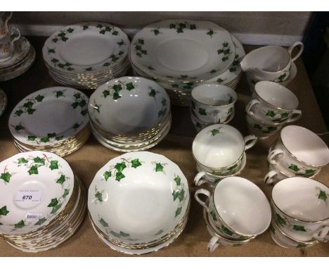 Colclough tea service decorated with ivyCondition report: 7 dinner plates- some have stains/dirt and would definitely benefit