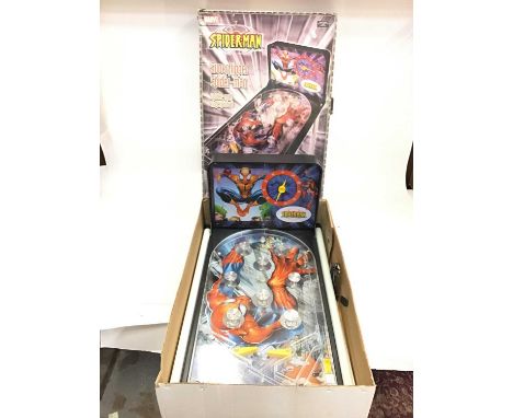 Marvel Superflipper Spider-Man Pin Ball Machine boxed plus CGL George the Computer Robot, boxed.