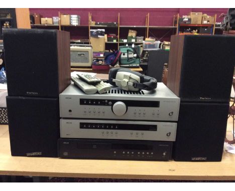 Arcam hi-fi with four Wharfedale Diamond speakers and accessories and pair of speaker standsCondition report: Units appear in