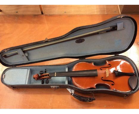 Vintage Violin in case with bow by Rushworth &amp; Dreaper in fitted caseCondition report: Violin measures 56cm overall inclu